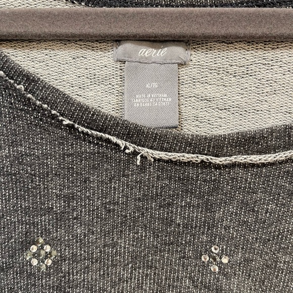 AERIE • charcoal rhinestone sweatshirt XL - Picture 2 of 4